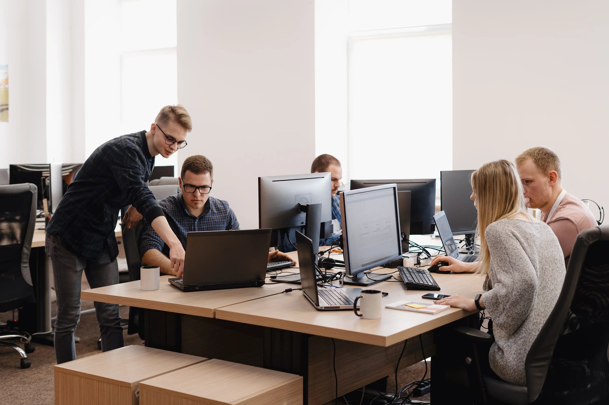 group-young-business-people-working-office